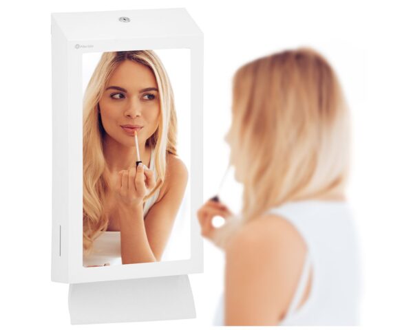 Pojemnik na ręczniki składane z lustrem ze stali SuperMirror „2w1" MERIDA STELLA SLIM WHITE LINE MEGA COMBO, biały Pojemnik na ręczniki składane z lustrem ze stali SuperMirror „2w1" MERIDA STELLA SLIM WHITE LINE MEGA COMBO, biały