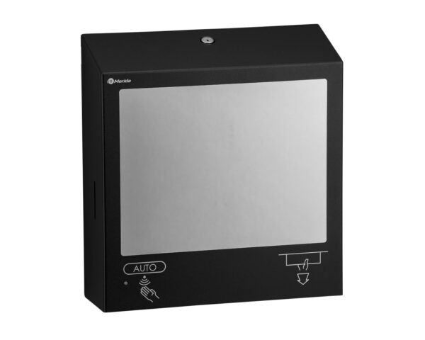 Pojemnik na ręczniki składane z bezdotykowym automatycznym dozownikiem mydła w pianie i z lustrem ze stali SuperMirror „3 w 1" MERIDA STELLA SLIM BLACK LINE COMBO, czarny Pojemnik na ręczniki składane z bezdotykowym automatycznym dozownikiem mydła w pianie i z lustrem ze stali SuperMirror „3 w 1" MERIDA STELLA SLIM BLACK LINE COMBO, czarny