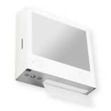 Pojemnik na ręczniki składane z bezdotykowym automatycznym dozownikiem mydła w pianie i z lustrem ze stali SuperMirror „3 w 1" MERIDA STELLA SLIM WHITE LINE COMBO, biały