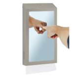 Pojemnik na ręczniki składane z lustrem ze stali SuperMirror „2w1" MERIDA STELLA SLIM STONE GREY LINE MEGA COMBO, szary kamienny