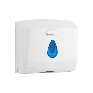 Pojemnik na ręczniki składane MERIDA TOP MINI, tworzywo ABS, biały, okienko niebieskie