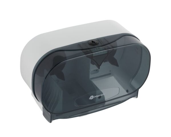 Pojemnik na dwie rolki papieru toaletowego bez gilzy MERIDA ONE, tworzywo ABS, biały Pojemnik na dwie rolki papieru toaletowego bez gilzy MERIDA ONE, tworzywo ABS, biały