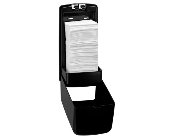 Pojemnik na papier toaletowy w listkach MERIDA ONE, pojemność do 450 szt., tworzywo ABS, czarny Pojemnik na papier toaletowy w listkach MERIDA ONE, pojemność do 450 szt., tworzywo ABS, czarny