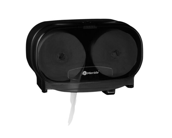 Pojemnik na dwie rolki papieru toaletowego bez gilzy MERIDA ONE, tworzywo ABS, czarny Pojemnik na dwie rolki papieru toaletowego bez gilzy MERIDA ONE, tworzywo ABS, czarny