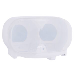 Pojemnik na dwie rolki papieru toaletowego bez gilzy MERIDA HARMONY, tworzywo, biały transparentny