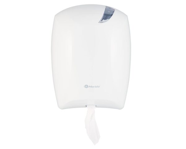 Pojemnik na papier toaletowy lub ręczniki w roli w systemie listkowym CENTER PULL, tworzywo ABS, biały Pojemnik na papier toaletowy lub ręczniki w roli w systemie listkowym CENTER PULL, tworzywo ABS, biały