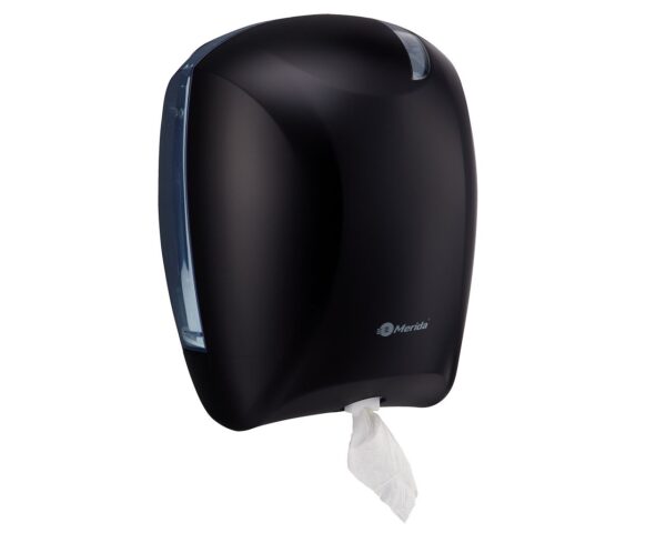 Pojemnik na papier toaletowy lub ręczniki w roli w systemie listkowym CENTER PULL, tworzywo ABS, czarny Pojemnik na papier toaletowy lub ręczniki w roli w systemie listkowym CENTER PULL, tworzywo ABS, czarny