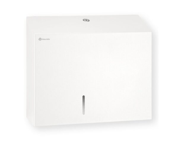 Pojemnik na papier toaletowy MERIDA STELLA DUO WHITE LINE z uchwytem na resztkę rolki papieru, średnica papieru do 20 cm, biały Pojemnik na papier toaletowy MERIDA STELLA DUO WHITE LINE z uchwytem na resztkę rolki papieru, średnica papieru do 20 cm, biały