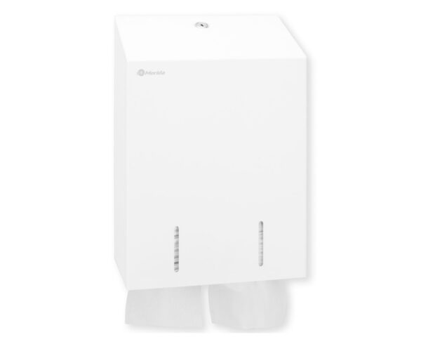 Pojemnik na papier toaletowy w listkach MERIDA STELLA WHITE LINE, pojemność do 900 szt., biały Pojemnik na papier toaletowy w listkach MERIDA STELLA WHITE LINE, pojemność do 900 szt., biały