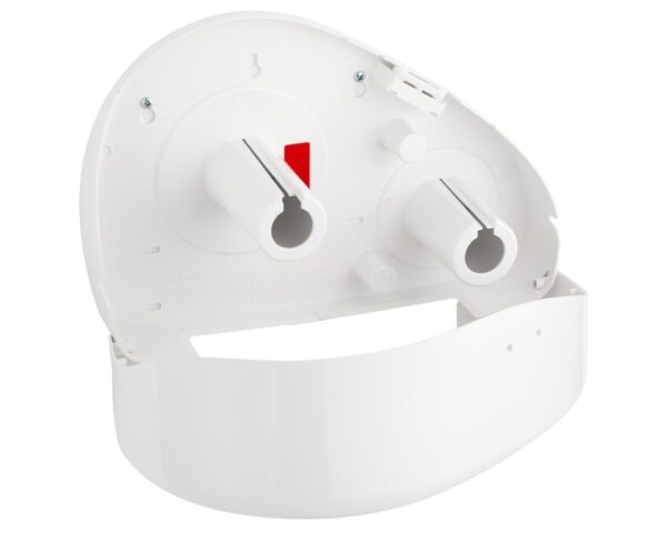 Pojemnik na papier toaletowy MERIDA TOP DUO z uchwytem na resztkę rolki, tworzywo ABS, biały, okienko szare Pojemnik na papier toaletowy MERIDA TOP DUO z uchwytem na resztkę rolki, tworzywo ABS, biały, okienko szare