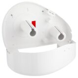 Pojemnik na papier toaletowy MERIDA TOP DUO z uchwytem na resztkę rolki, tworzywo ABS, biały, okienko niebieskie