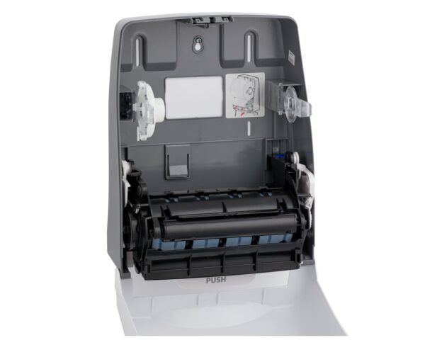 Mechaniczny podajnik ręczników papierowych w rolach MERIDA ONE AUTOMATIC MAXI, tworzywo ABS, biały Mechaniczny podajnik ręczników papierowych w rolach MERIDA ONE AUTOMATIC MAXI, tworzywo ABS, biały