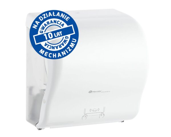 Podajnik ręczników MERIDA LUX CUT za 125 zł netto z 2 kartonami ręczników TOP AUTOMATIC RAB302