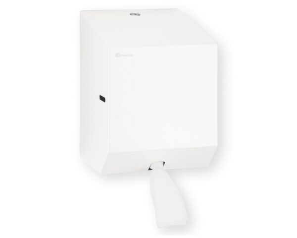 Pojemnik na ręczniki papierowe w rolach lub papier toaletowy w systemie listkowym MERIDA STELLA WHITE LINE MINI, biały Pojemnik na ręczniki papierowe w rolach lub papier toaletowy w systemie listkowym MERIDA STELLA WHITE LINE MINI, biały