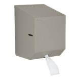 Pojemnik na ręczniki papierowe w rolach lub papier toaletowy w systemie listkowym MERIDA STELLA STONE GREY LINE MINI, szary kamienny