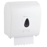 Mechaniczny podajnik ręczników papierowych w rolach MERIDA TOP AUTOMATIC MAXI, tworzywo ABS, biały połysk, okienko szare