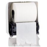 Mechaniczny podajnik ręczników papierowych w rolach MERIDA TOP AUTOMATIC MAXI, tworzywo ABS, biały połysk, okienko szare