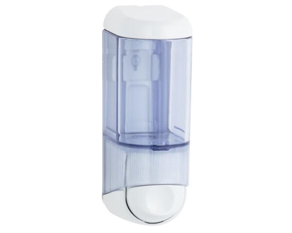 Dozownik mydła w płynie MINI, pojemność zbiornika 170 ml, tworzywo, przezroczysty Dozownik mydła w płynie MINI, pojemność zbiornika 170 ml, tworzywo, przezroczysty