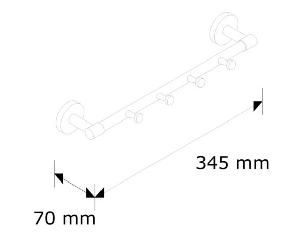 Drążek L300 mm z czterema zawieszkami Drążek L300 mm z czterema zawieszkami