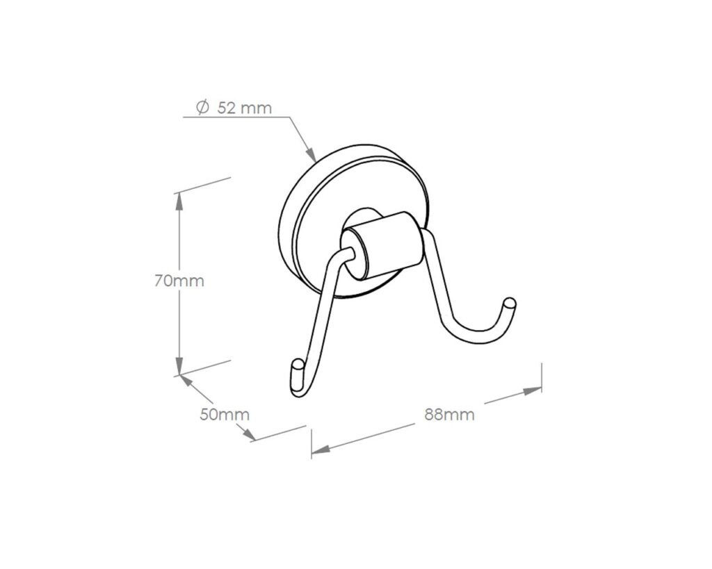Wieszak z mosiądzu chromowanego podwójny, MAMUT, polerowany