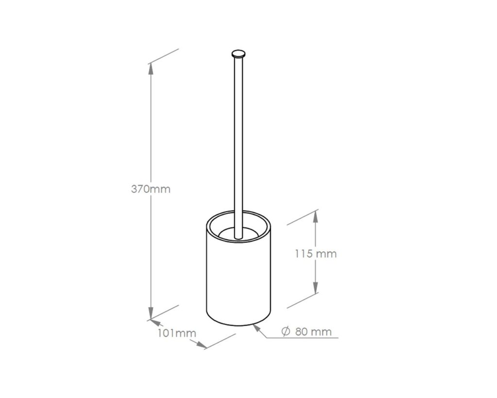 Szczotka do WC z uchwytem stawianym, tuba krótka, stal polerowana
