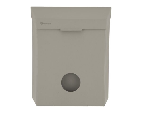 Kosz do damskich toalet MERIDA STELLA STONE GREY LINE z pojemnikiem na torebki higieniczne, pojemność 4,4 l, szary kamienny Kosz do damskich toalet MERIDA STELLA STONE GREY LINE z pojemnikiem na torebki higieniczne, pojemność 4,4 l, szary kamienny