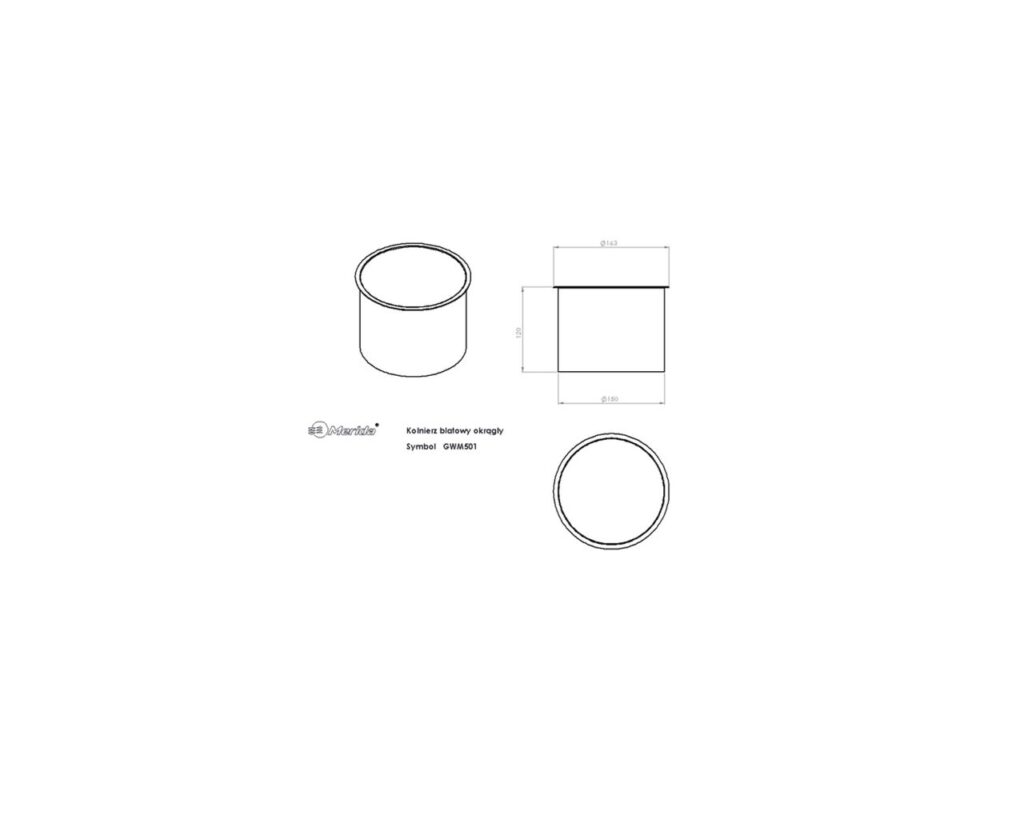 Kołnierz kosza nablatowy okrągły MERIDA STELLA, stal matowa