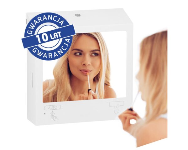 Pojemnik na ręczniki składane z bezdotykowym automatycznym dozownikiem mydła w pianie i z lustrem ze stali SuperMirror „3 w 1" MERIDA STELLA SLIM WHITE LINE COMBO, biały Pojemnik na ręczniki składane z bezdotykowym automatycznym dozownikiem mydła w pianie i z lustrem ze stali SuperMirror „3 w 1" MERIDA STELLA SLIM WHITE LINE COMBO, biały