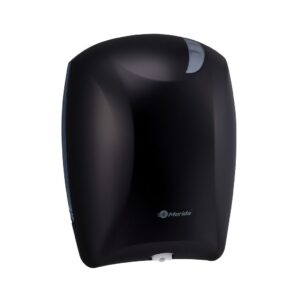 Pojemnik na papier toaletowy w listkach CENTER PULL czarny za 75 zł netto przy zakupie 2 opakowań papieru MERIDA OPTIMUM POB702