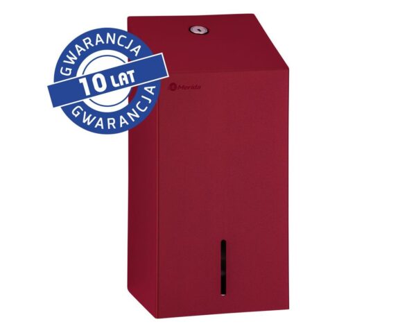 Pojemnik na papier toaletowy w listkach MERIDA STELLA RED LINE, pojemność do 450 szt., czerwony