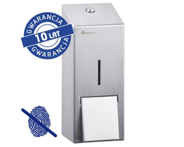 Dozownik mydła w pianie MERIDA STELLA Anti-FingerPrint MAXI na jednorazowe wkłady 700 g, z pompką spieniającą, stal matowa z powłoką AFP