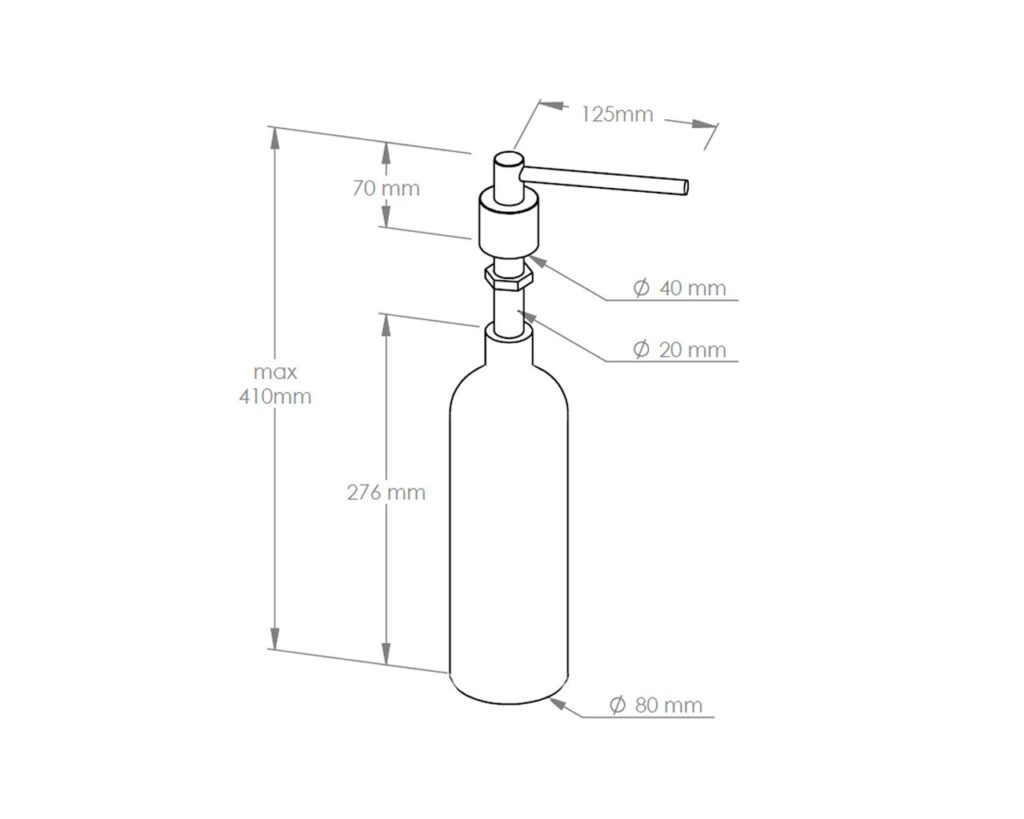 Dozownik mydła w płynie blatowy WALEC, pojemność zbiornika 1000 ml, biały