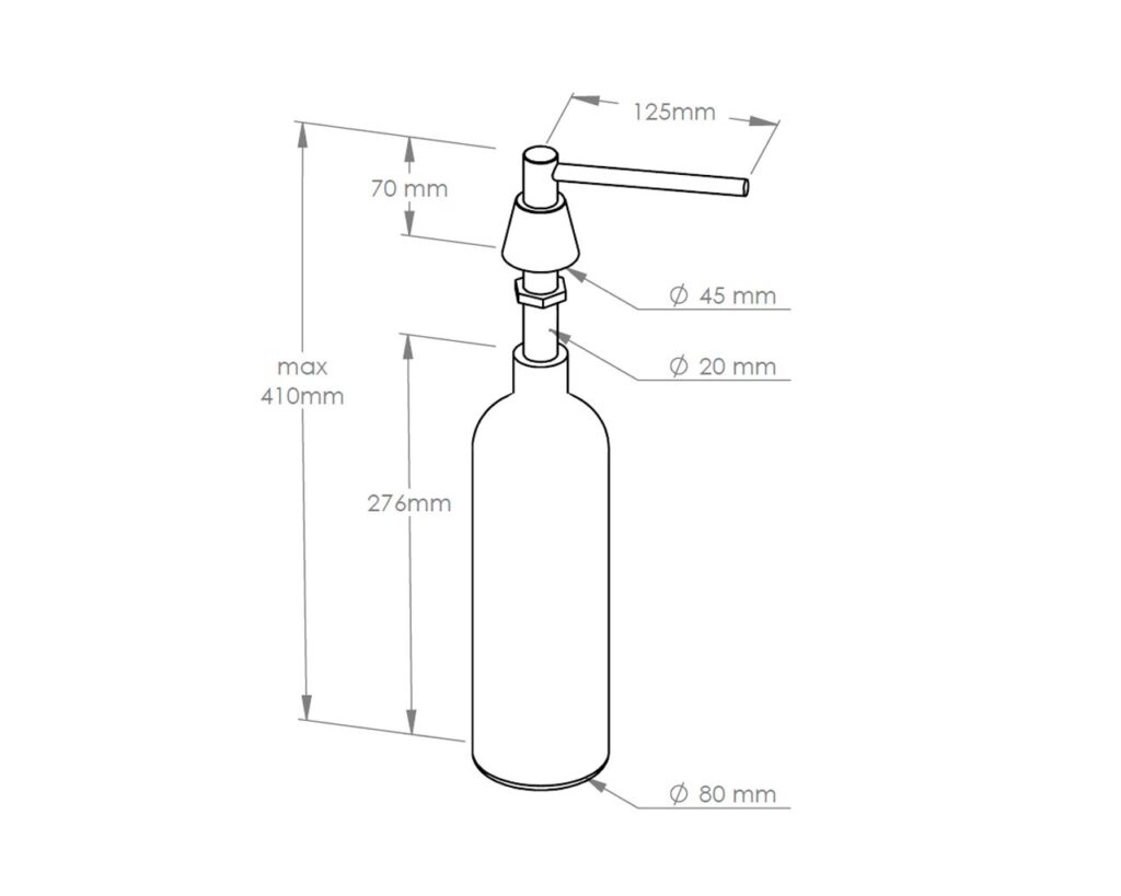 Dozownik mydła w płynie blatowy STOŻEK, pojemność zbiornika 1000 ml, czarny