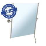 Lustro uchylne w oprawie szarej kamiennej matowej z uchwytem ułatwiającym regulację kąta nachylenia MERIDA STELLA STONE GREY LINE, 50 x 60 cm