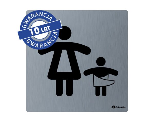 Piktogram - pomieszczenie dla matki z dzieckiemwym. 95 x 95 x 2 mm, stal matowa Piktogram - pomieszczenie dla matki z dzieckiemwym. 95 x 95 x 2 mm, stal matowa