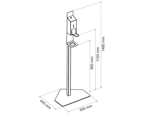 Stojak do dezynfekcji rąk z dozownikiem ze zbiornikiem 800 ml, z przyciskiem łokciowym MERIDA STELLA Stojak do dezynfekcji rąk z dozownikiem ze zbiornikiem 800 ml, z przyciskiem łokciowym MERIDA STELLA
