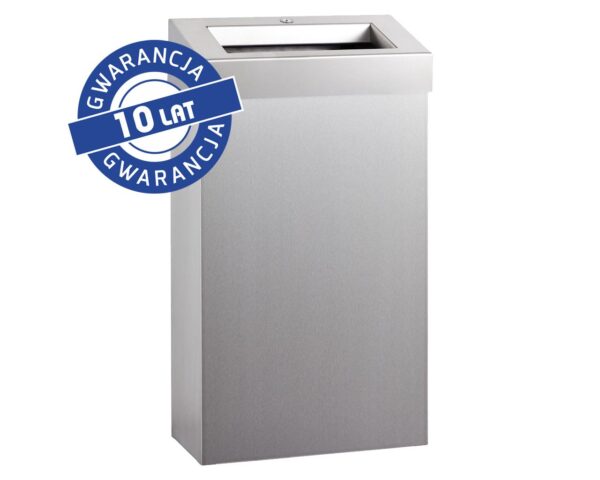 Kosz na odpady otwarty MERIDA STELLA SLIM, pojemność 27 l., stal matowa