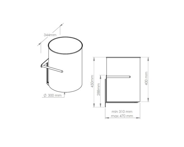 Kosz podblatowy regulowany MERIDA STELLA WHITE LINE, pojemność 30 l, biały Kosz podblatowy regulowany MERIDA STELLA WHITE LINE, pojemność 30 l, biały