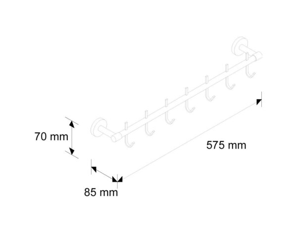Drążek L500 mm z siedmioma haczykami Drążek L500 mm z siedmioma haczykami