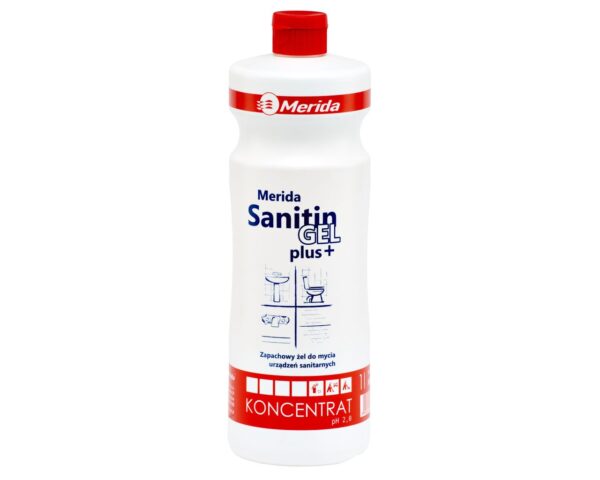 MERIDA SANITIN GEL PLUS, żel do mycia sanitariatów, butelka 1 l MERIDA SANITIN GEL PLUS, żel do mycia sanitariatów, butelka 1 l