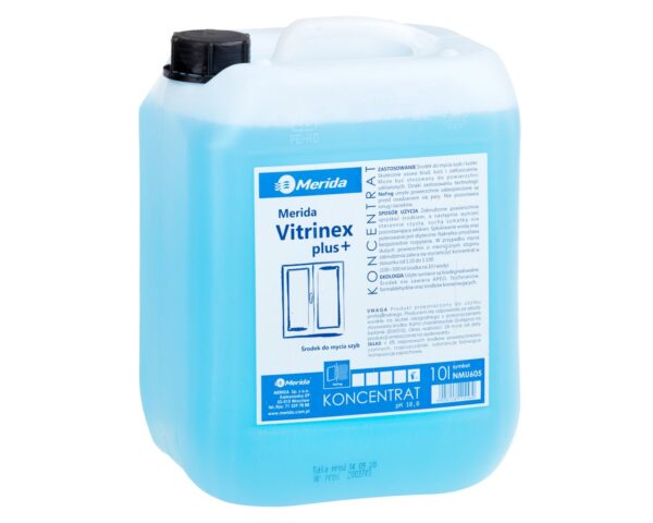 MERIDA VITRINEX PLUS środek do mycia szyb i powierzchni szklanych, kanister 10 l MERIDA VITRINEX PLUS środek do mycia szyb i powierzchni szklanych, kanister 10 l