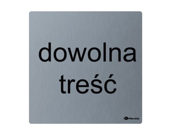 Piktogram - znak/napis spersonalizowany wym. 95 x 95 x 2 mm, stal matowa Piktogram - znak/napis spersonalizowany wym. 95 x 95 x 2 mm, stal matowa