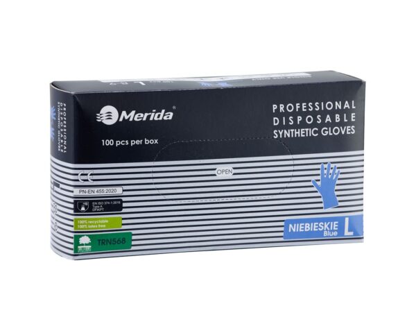 Rękawice winylowo - nitrylowe, niebieskie, rozmiar L, opakowanie 100 szt.