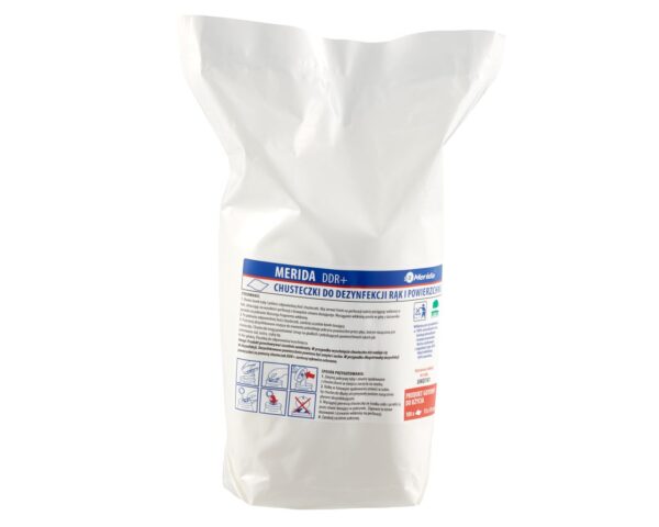 Chusteczki nasączone do chirurgicznej i higienicznej dezynfekcji rąk i powierzchni MERIDA POLANA DDR+, wkład uzupełniający do tuby, 15 m, 100 listków