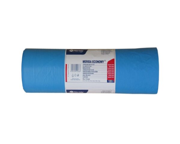 Worki na śmieci MERIDA ECONOMY, 70 x 110 cm, pojemność 120 l, rolka 50 szt., NIEBIESKIE, HDPE/LDPE Worki na śmieci MERIDA ECONOMY, 70 x 110 cm, pojemność 120 l, rolka 50 szt., NIEBIESKIE, HDPE/LDPE